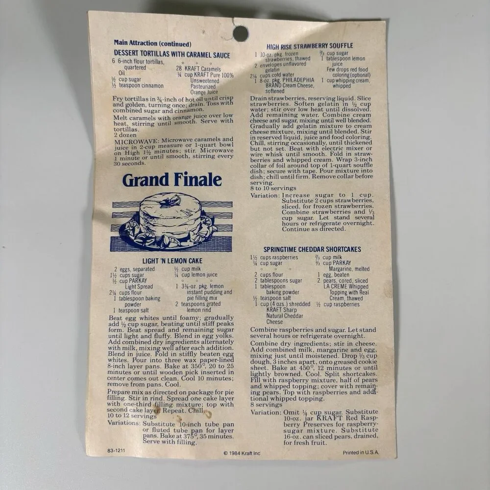1984 Kraft Magic of David Copperfield TV Special Recipes Booklet Vintage
